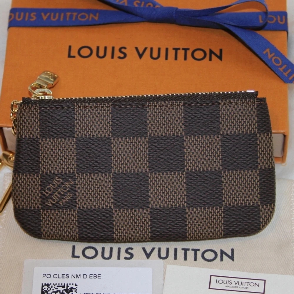 New! LOUIS VUITTON Key Pouch Damier Ebene Made in USA